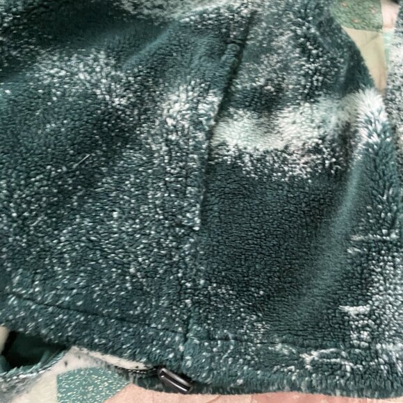 Vintage Ocean East Lighthouse Fleece Cardigan Womens S Green 90s Granny AOP - Picture 8 of 8